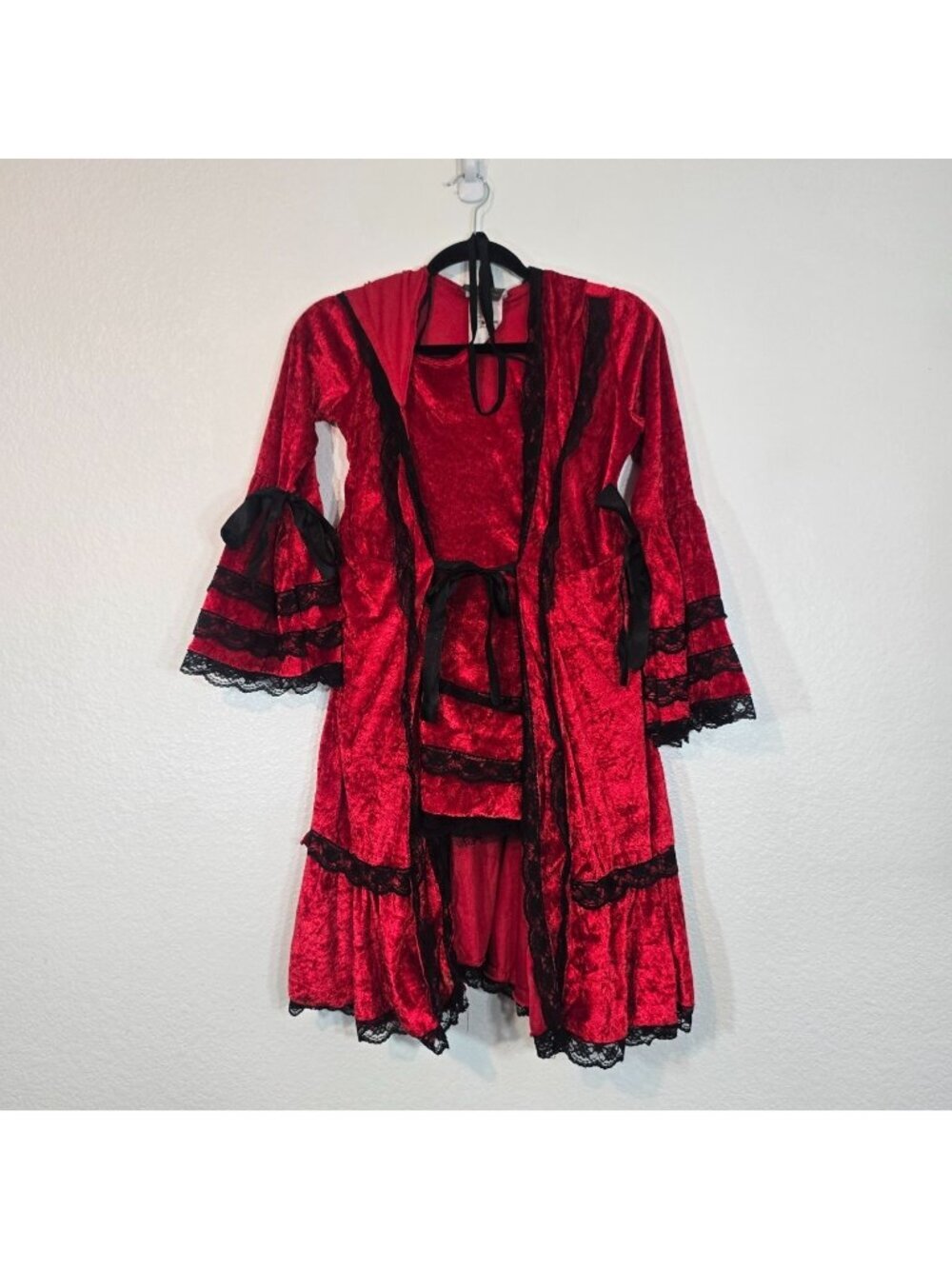 Strangeling Red Riding Hood Costume Dress Youth Large Velvet Gothic Cosplay - Picture 1 of 10